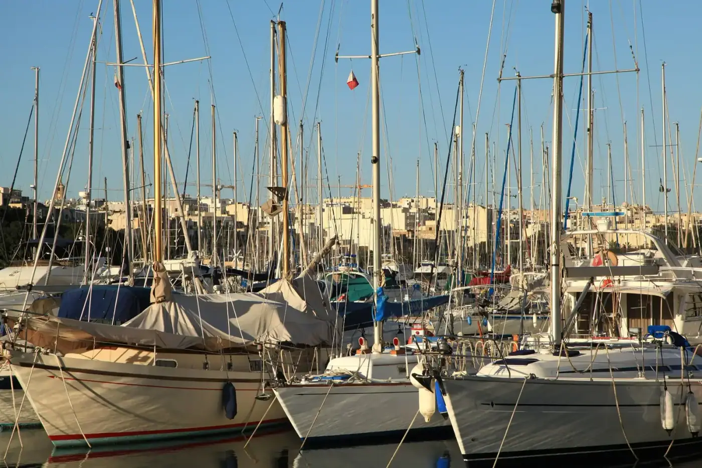 Yachts moored at Msida Marina on the Ta' Xbiex waterfront, Malta