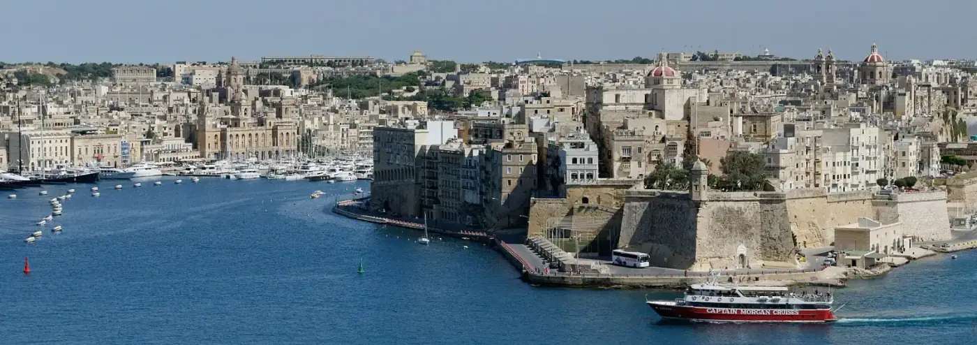 The Grand Harbour seen from Triq Girolamo Cassar, Valletta